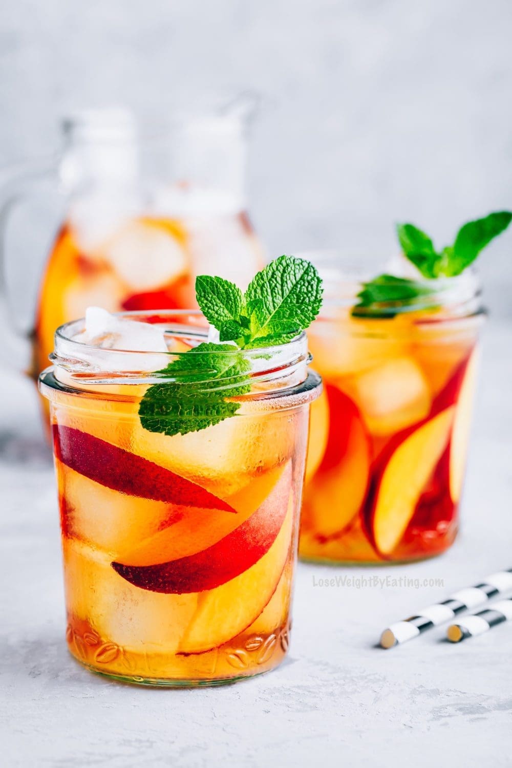 Mint Infused Water with Peaches