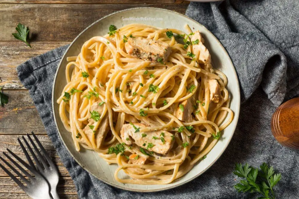 Low Calorie Fettuccine Chicken Alfredo Recipe