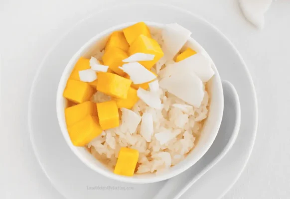 low calorie mango sticky rice