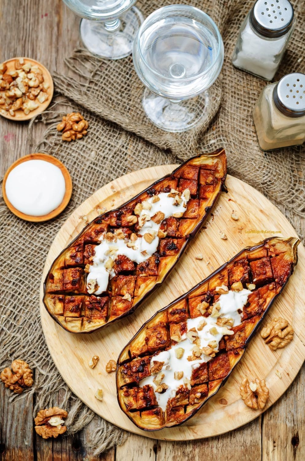 Roasted Eggplant with Greek Yogurt and Walnuts