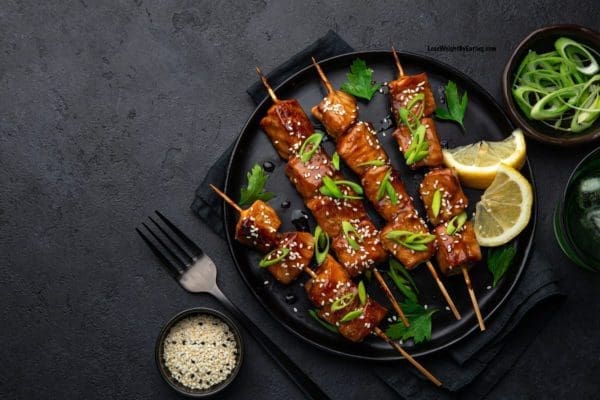 Grilled Teriyaki Salmon on Skewers