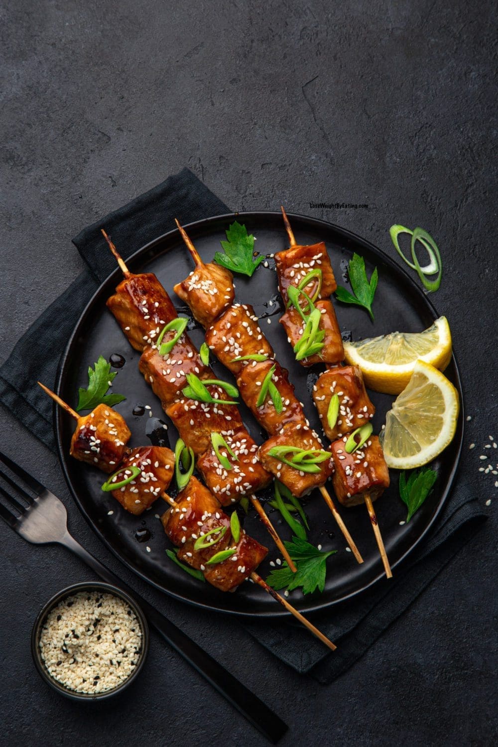 Grilled Teriyaki Salmon on Skewers