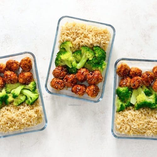 Teriyaki Turkey Meatball Meal Prep for Lunch