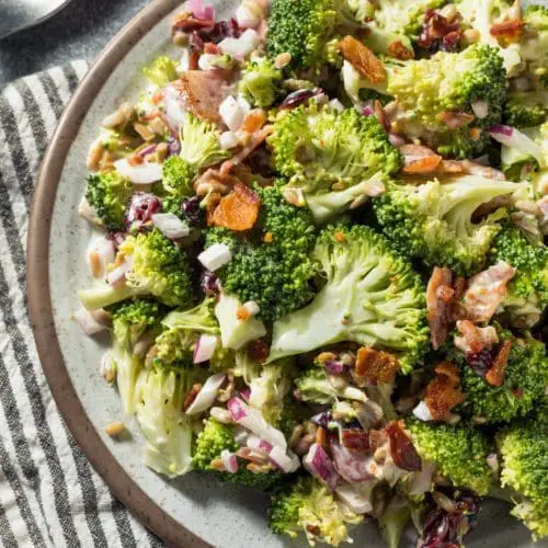 Healthy Cold Broccoli Salad with Bacon