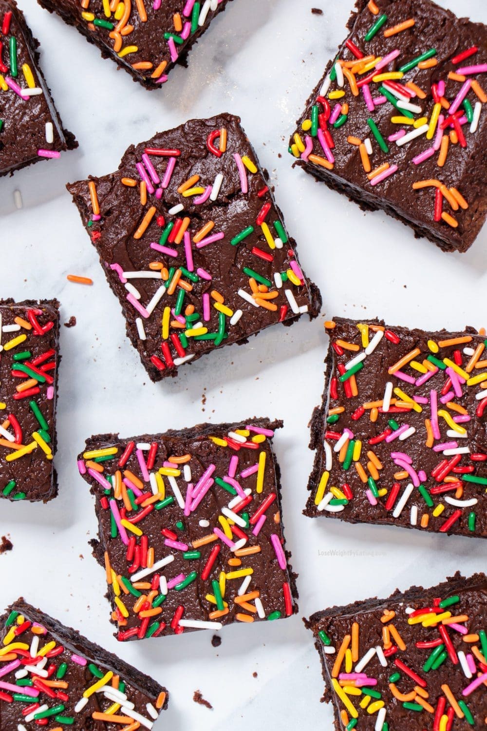 Healthy Brownies with Frosting and Sprinkles