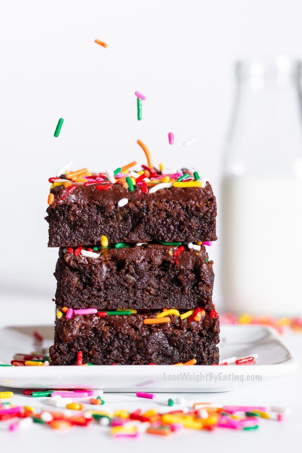 Healthy Brownies with Frosting and Sprinkles