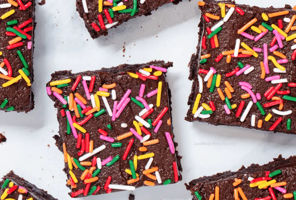 Healthy Brownies with Frosting and Sprinkles