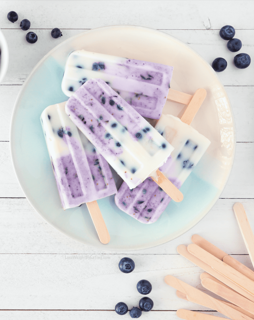 Healthy Yogurt Blueberry Popsicles