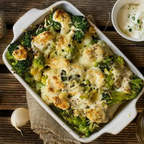 Roasted Cauliflower and Broccoli Casserole