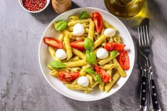 Low Calorie High Protein Caprese Pasta Salad