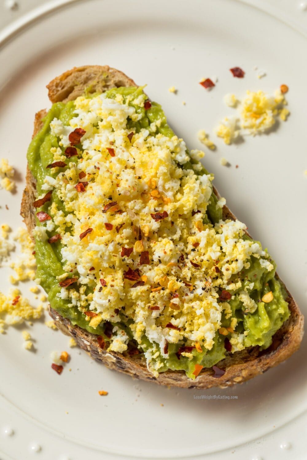 low calorie grated egg avocado toast