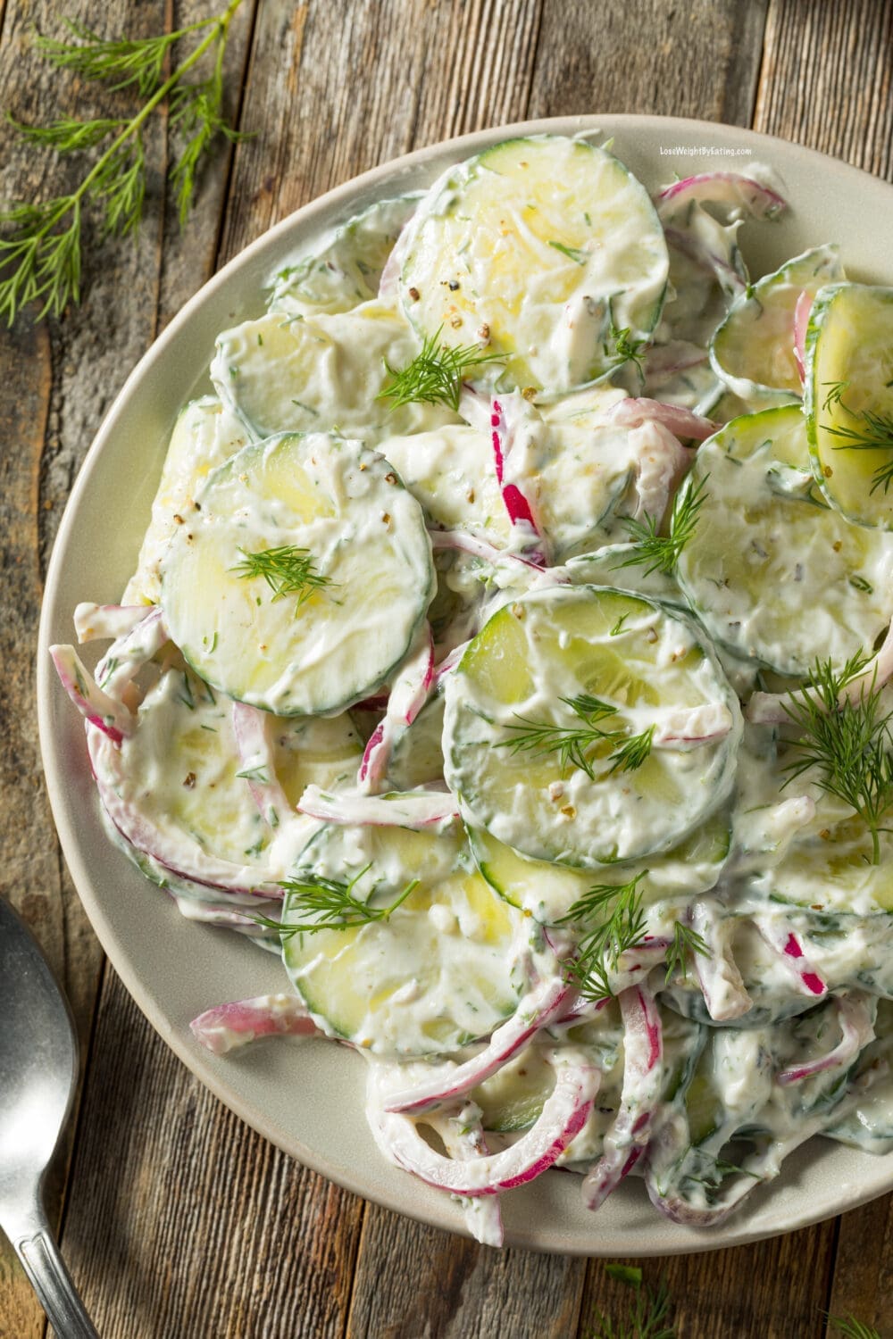 Low Calorie Creamy Cucumber Salad