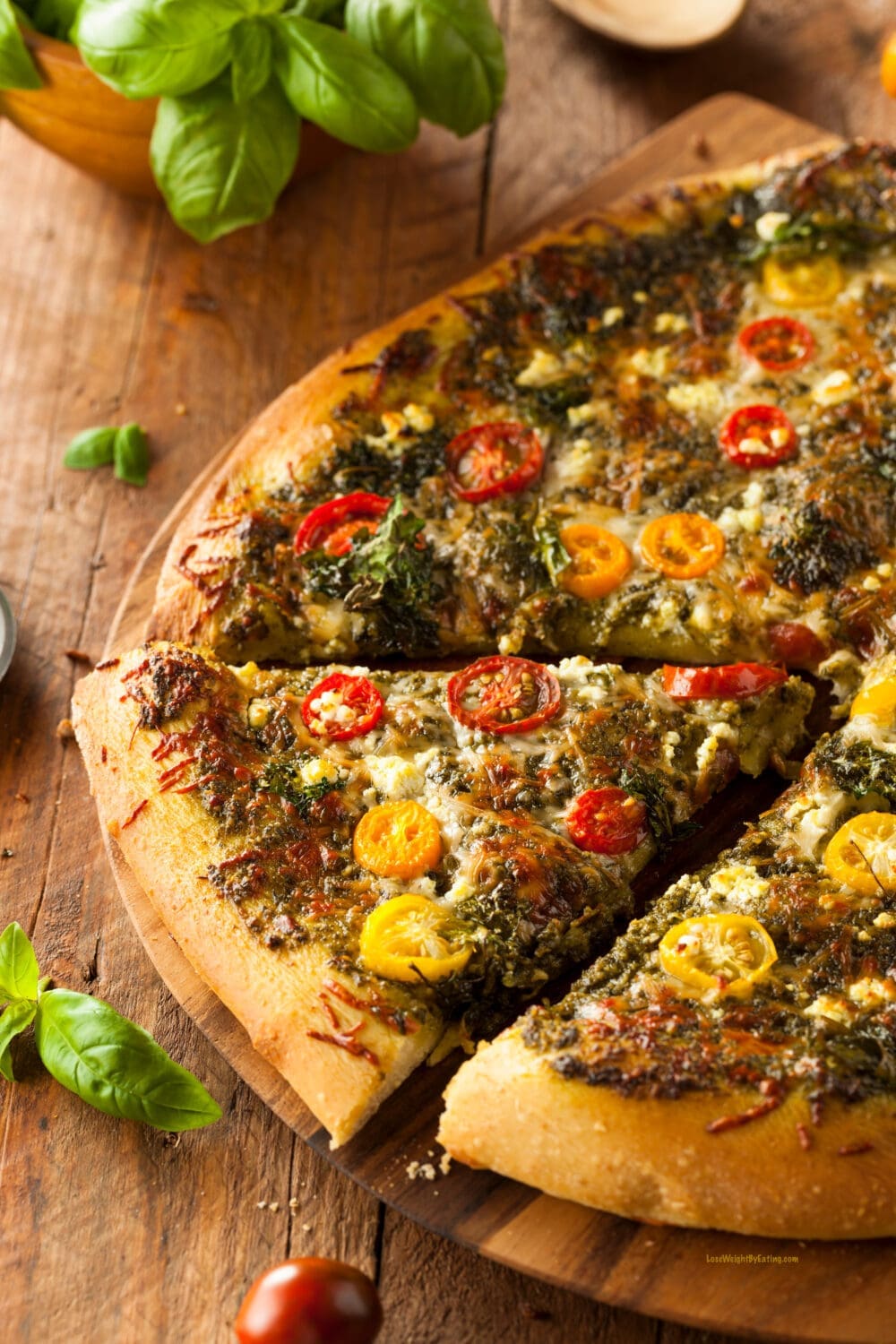 Low Calorie Pesto Pizza