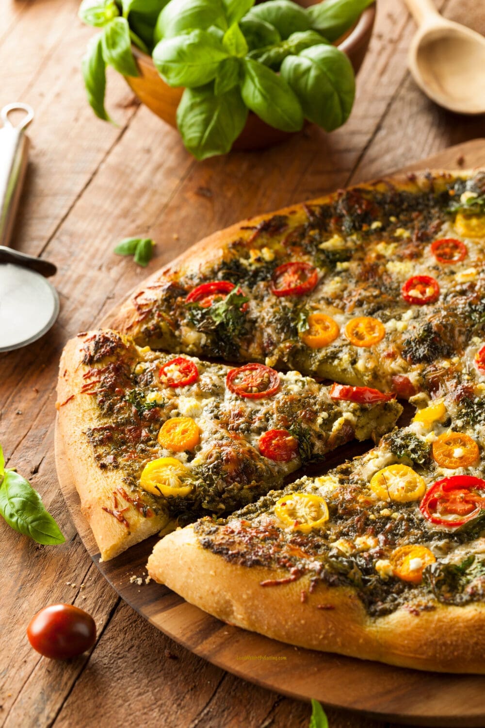 Low Calorie Pesto Pizza