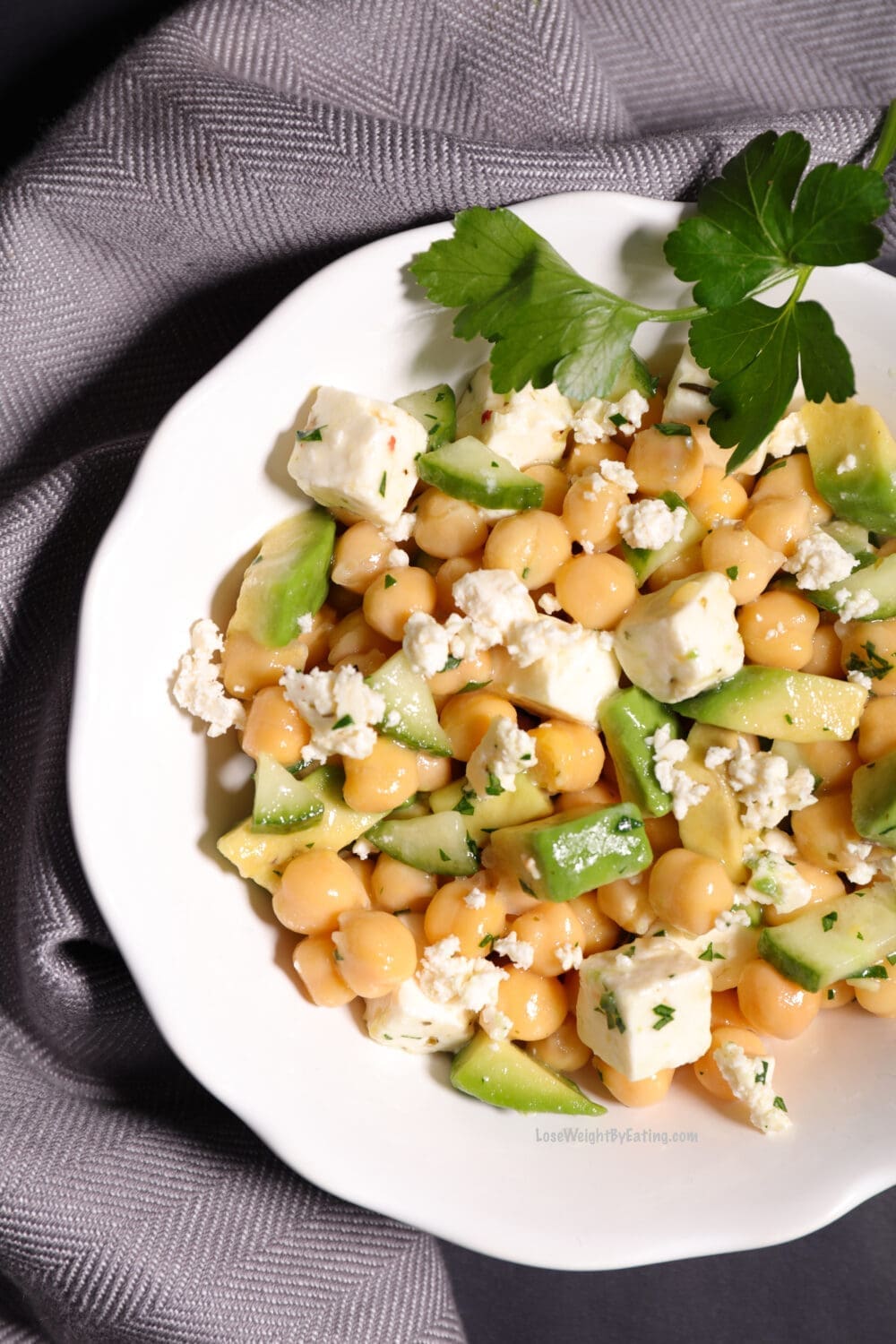 Low Calorie Chickpea Avocado Salad