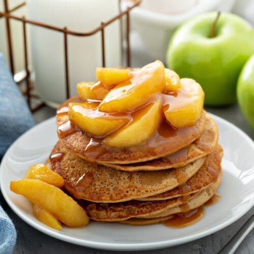 Low Calorie High Protein Caramel Apple Pancakes