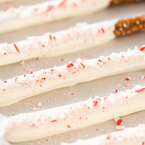 Low Calorie Candy Cane Covered Pretzels