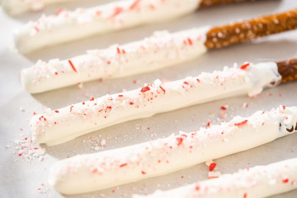 Low Calorie Candy Cane Covered Pretzels