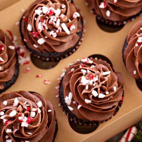 Low Calorie Chocolate Candy Cane Cupcakes