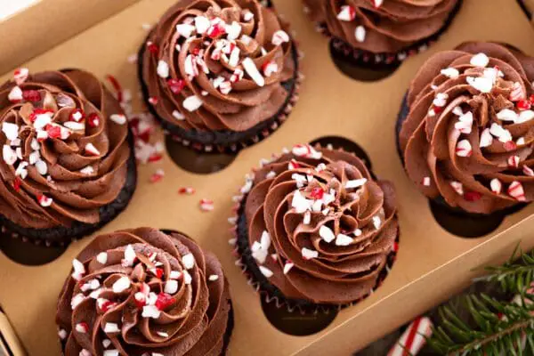 Low Calorie Chocolate Candy Cane Cupcakes